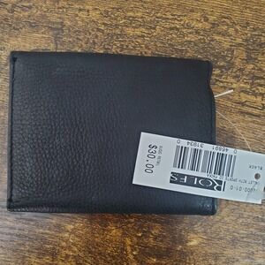Rolfs Trifold Wallet Mens OS Black New Genuine Leather ID Window